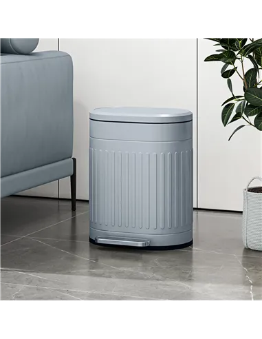 HOMCOM 20L Metal Kitchen Bin, with Soft-Close Lid - Grey