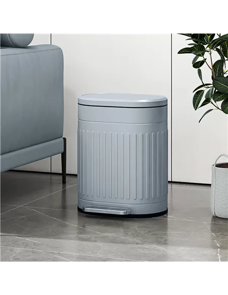 HOMCOM 20L Metal Kitchen Bin, with Soft-Close Lid - Grey