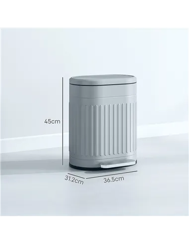 HOMCOM 20L Metal Kitchen Bin, with Soft-Close Lid - Grey