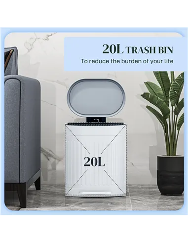 HOMCOM 20L Metal Kitchen Bin, with Soft-Close Lid - Grey