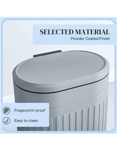 HOMCOM 20L Metal Kitchen Bin, with Soft-Close Lid - Grey