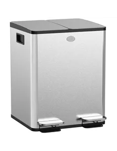 HOMCOM 40L Dual Compartment Stainless Steel Bin, with Deodoriser Holders - Silver Tone