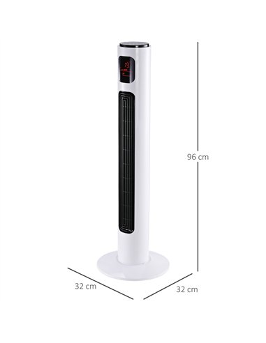 HOMCOM 38'' Freestanding Tower Fan, 3 Speed 3 Mode, 12h Timer, 70 Degree Oscillation, LED Panel, 5M Remote Controller, White