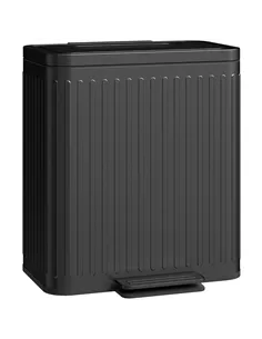HOMCOM 40L Dual Compartment Rubbish Bin, with Soft-Close Lid - Black