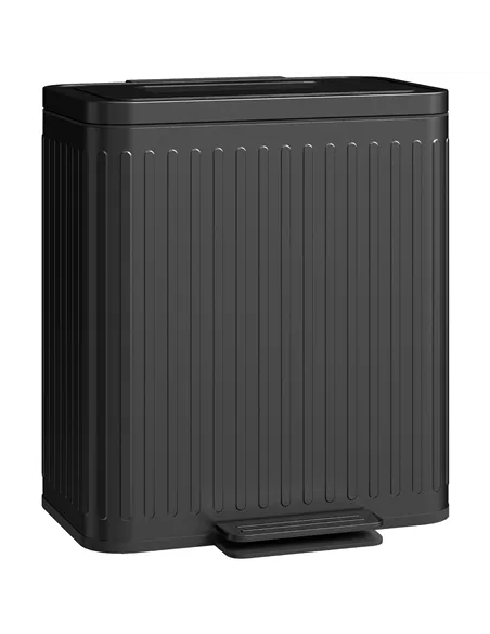 HOMCOM 40L Dual Compartment Rubbish Bin, with Soft-Close Lid - Black