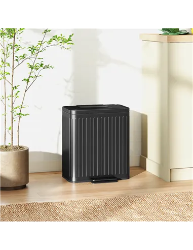 HOMCOM 40L Dual Compartment Rubbish Bin, with Soft-Close Lid - Black