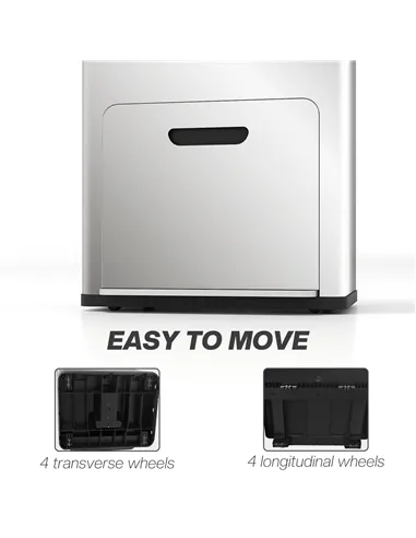 HOMCOM 56L Triple Compartment Stainless Steel Kitchen Bin, with Deodoriser Holders and Wheels - Silver Tone