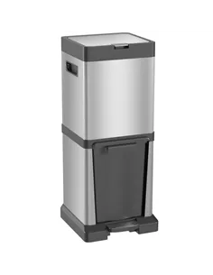 HOMCOM 34L Double Compartment Kitchen Bin, with Soft-Close Lid