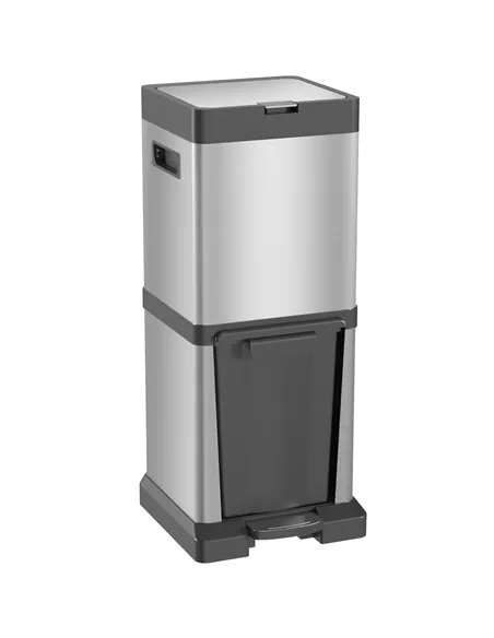 HOMCOM 34L Double Compartment Kitchen Bin, with Soft-Close Lid