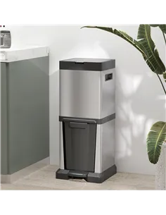 HOMCOM 34L Double Compartment Kitchen Bin, with Soft-Close Lid 2