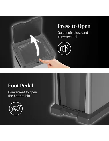 HOMCOM 34L Double Compartment Kitchen Bin, with Soft-Close Lid