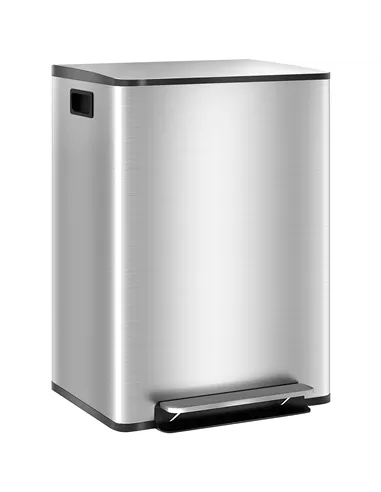 HOMCOM 60L Dual Compartment Stainless Steel Bin, with Deodoriser Holders - Silver Tone