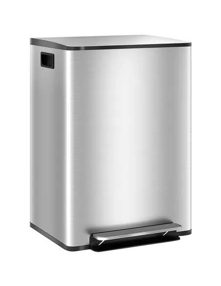 HOMCOM 60L Dual Compartment Stainless Steel Bin, with Deodoriser Holders - Silver Tone