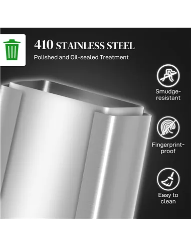 HOMCOM 60L Dual Compartment Stainless Steel Bin, with Deodoriser Holders - Silver Tone