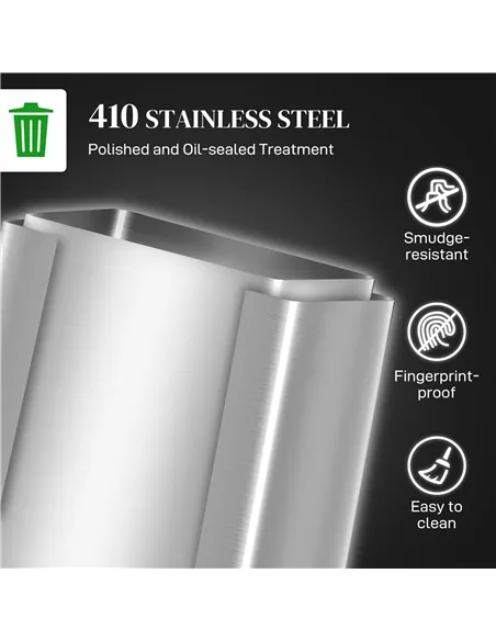 HOMCOM 60L Dual Compartment Stainless Steel Bin, with Deodoriser Holders - Silver Tone