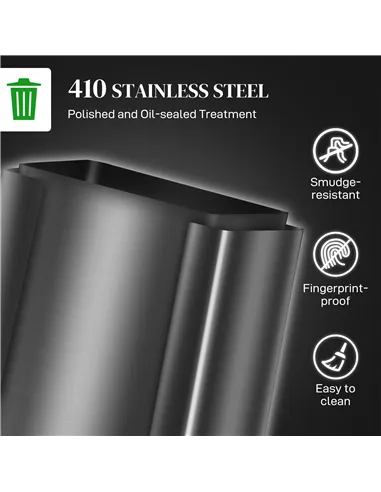 HOMCOM 60L Dual Compartment Stainless Steel Bin, with Deodoriser Holders - Black
