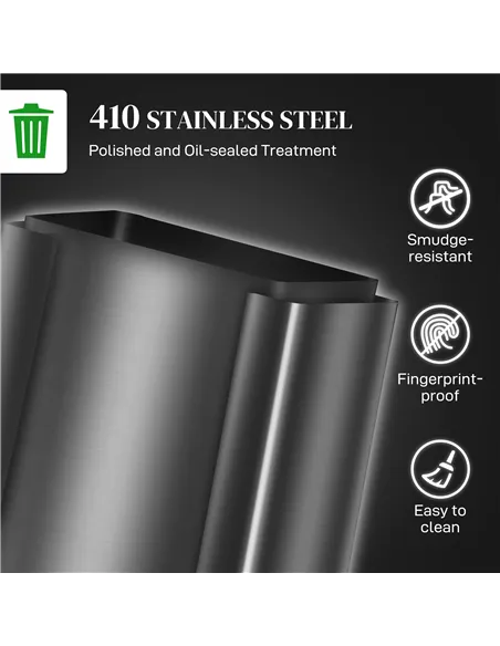 HOMCOM 60L Dual Compartment Stainless Steel Bin, with Deodoriser Holders - Black