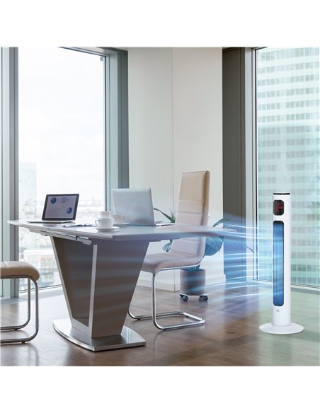 HOMCOM 38'' Freestanding Tower Fan, 3 Speed 3 Mode, 12h Timer, 70 Degree Oscillation, LED Panel, 5M Remote Controller, White