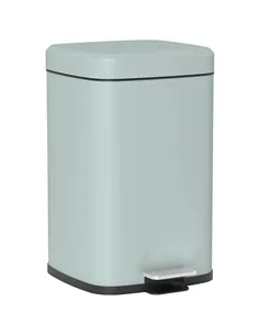 HOMCOM 20L Modern Boxy Metal Home Kitchen Bin - Light Green