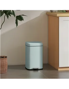 HOMCOM 20L Modern Boxy Metal Home Kitchen Bin - Light Green 2