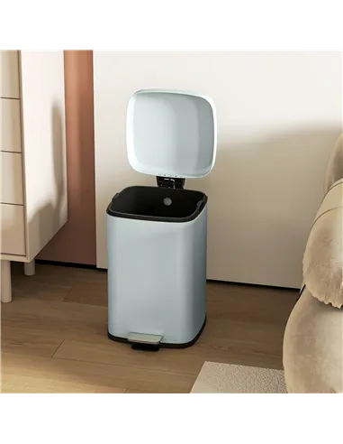 HOMCOM 20L Modern Boxy Metal Home Kitchen Bin - Light Green