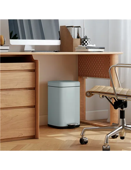 HOMCOM 20L Modern Boxy Metal Home Kitchen Bin - Light Green
