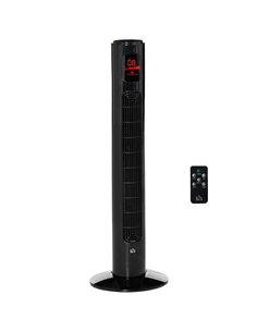 HOMCOM 38'' Freestanding Tower Fan, 3 Speed 3 Mode, 12h Timer, 70 Degree Oscillation, LED Panel, 5M Remote Controller, Black