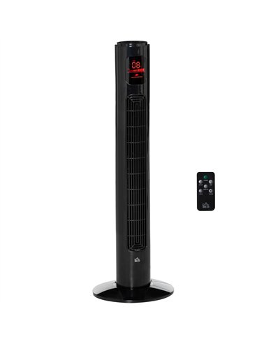 HOMCOM 38'' Freestanding Tower Fan, 3 Speed 3 Mode, 12h Timer, 70 Degree Oscillation, LED Panel, 5M Remote Controller, Black