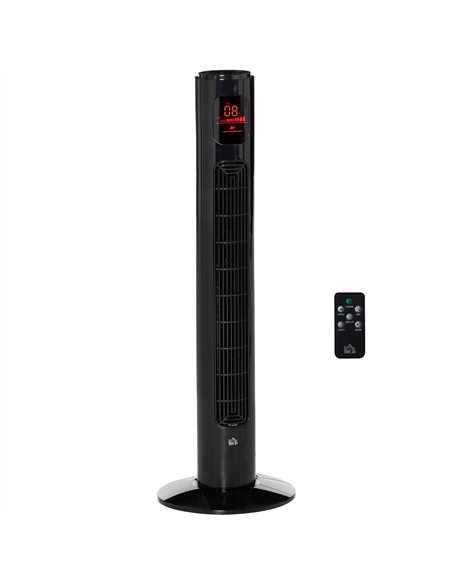 HOMCOM 38'' Freestanding Tower Fan, 3 Speed 3 Mode, 12h Timer, 70 Degree Oscillation, LED Panel, 5M Remote Controller, Black