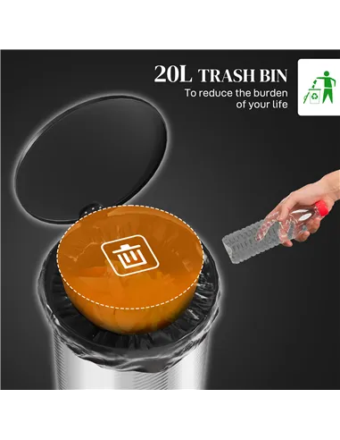 HOMCOM 20L Stainless Steel Compact Home Bin