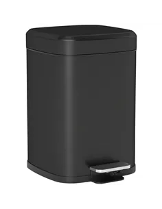 HOMCOM 12L Modern Boxy Metal Home Kitchen Bin - Black