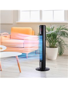HOMCOM 38'' Freestanding Tower Fan, 3 Speed 3 Mode, 12h Timer, 70 Degree Oscillation, LED Panel, 5M Remote Controller, Black 2