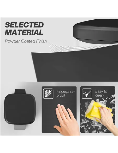 HOMCOM 12L Modern Boxy Metal Home Kitchen Bin - Black