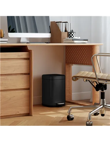 HOMCOM 12L Modern Boxy Metal Home Kitchen Bin - Black