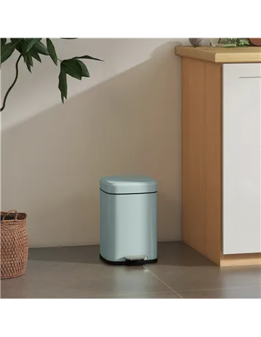 HOMCOM 12L Modern Boxy Metal Home Kitchen Bin - Light Green