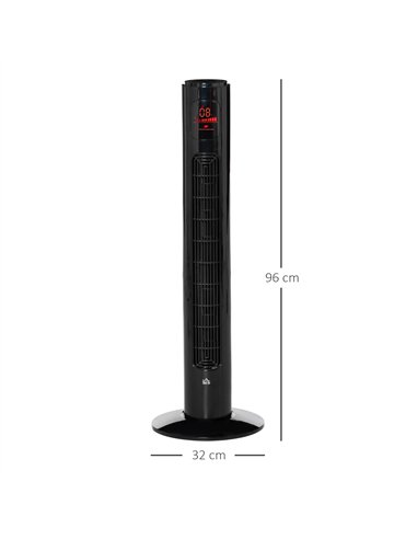 HOMCOM 38'' Freestanding Tower Fan, 3 Speed 3 Mode, 12h Timer, 70 Degree Oscillation, LED Panel, 5M Remote Controller, Black