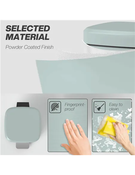 HOMCOM 12L Modern Boxy Metal Home Kitchen Bin - Light Green