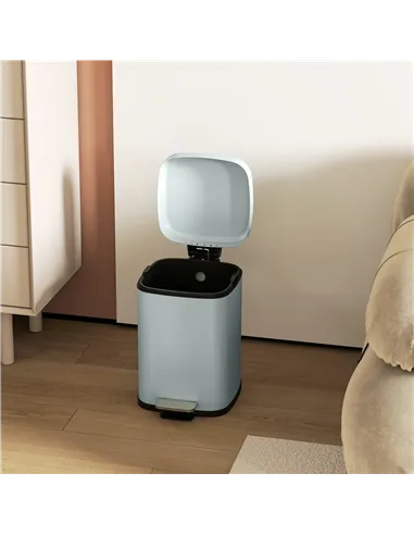 HOMCOM 12L Modern Boxy Metal Home Kitchen Bin - Light Green