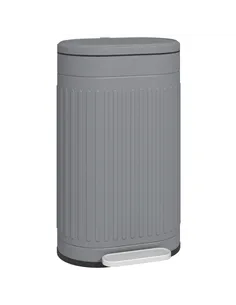 HOMCOM 30L Metal Kitchen Bin, with Soft-Close Lid - Grey