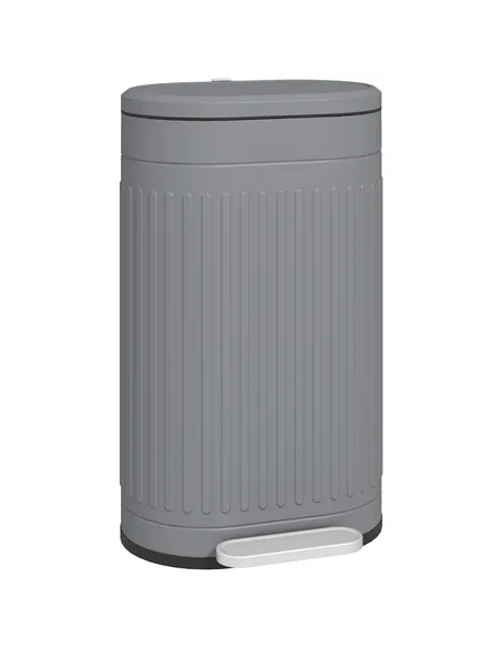 HOMCOM 30L Metal Kitchen Bin, with Soft-Close Lid - Grey