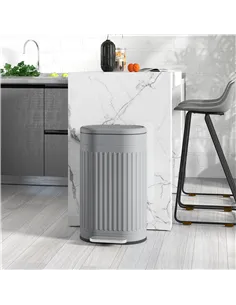 HOMCOM 30L Metal Kitchen Bin, with Soft-Close Lid - Grey 2