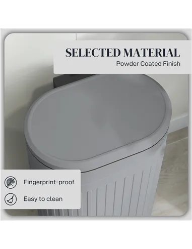 HOMCOM 30L Metal Kitchen Bin, with Soft-Close Lid - Grey