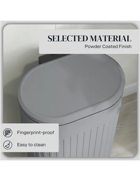 HOMCOM 30L Metal Kitchen Bin, with Soft-Close Lid - Grey