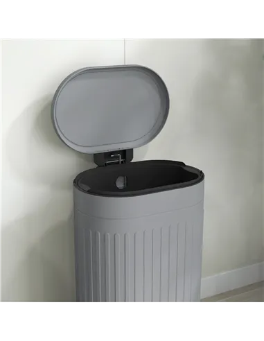 HOMCOM 30L Metal Kitchen Bin, with Soft-Close Lid - Grey