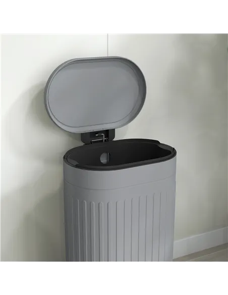 HOMCOM 30L Metal Kitchen Bin, with Soft-Close Lid - Grey