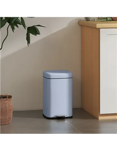 HOMCOM 20L Modern Boxy Metal Home Kitchen Bin - Light Blue