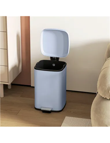 HOMCOM 20L Modern Boxy Metal Home Kitchen Bin - Light Blue
