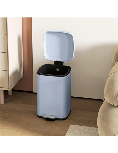 HOMCOM 20L Modern Boxy Metal Home Kitchen Bin - Light Blue