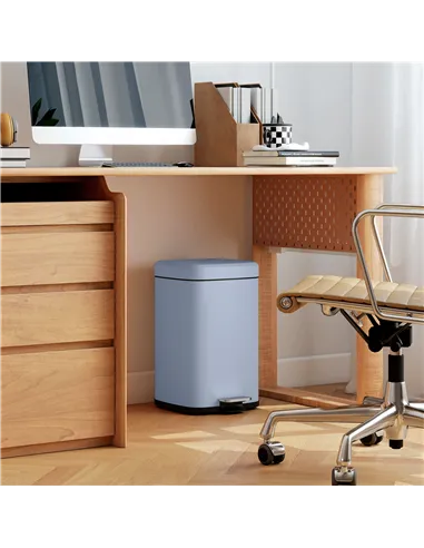 HOMCOM 20L Modern Boxy Metal Home Kitchen Bin - Light Blue