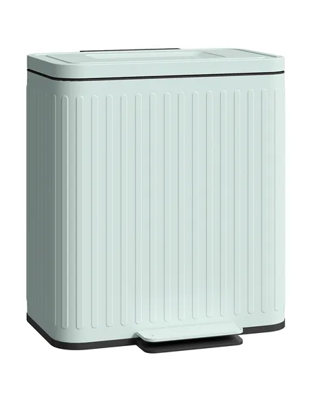 HOMCOM Dual Kitchen Bin, 2 x 20L Double Bin for Recycling and Waste, Fingerprint-proof Pedal Bin with Soft-Close Lid, Removable 